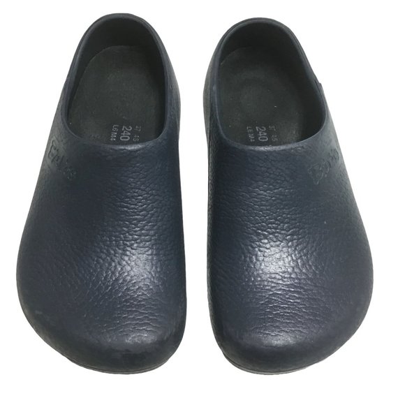 Birkenstock Shoes - Birkenstalk Birki's Navy Blue Polyurethane Slip On Unisex Professional Clog